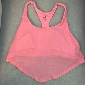 ALO Yoga ribbed crop in neon pink